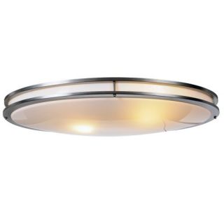   Brushed Chrome 32 x 17 Oval Fluorescent Two Light Ceiling Fixture