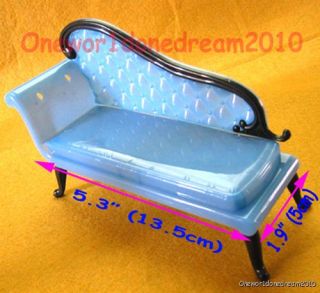 New Blue Chaise Lounge Sofa Dolls Accessories for Barbie Sized Dolls 