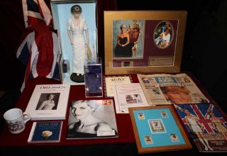 Princess Diana Doll Christies Dress Beanie Bear COA Cup Stamps UACC CD 