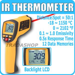    Thermometer IR 18 1150 C 0 2102 F Pyrometer 0 1 1EM Celsius Laser