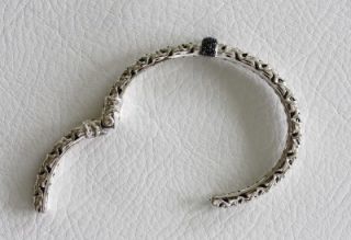Charles Krypell Sterling Silver Black Sapphire Deco Cuff Bracelet
