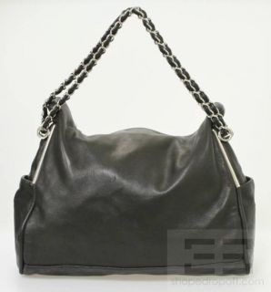Chanel Black Leather Fold Over Chain Strap Handbag