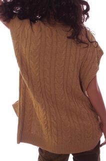Womens Chaps Ralph Lauren Light Brown Tan Sleeveless Long Sweater Vest 