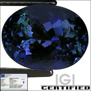 IGI Certified 4 90 ct AAA Natural DBlock Tanzanite Oval Cut Deep 