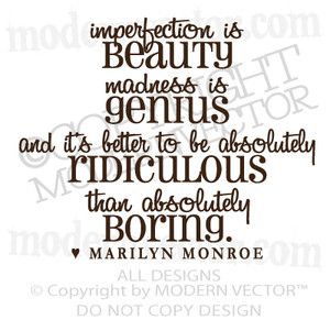   Quote Vinyl Wall Decal Imperfection Is Vinyl Sticker Letters