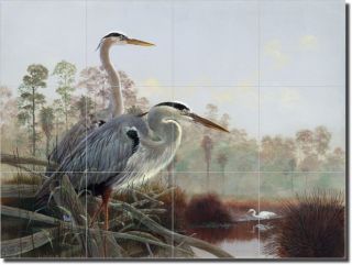 Binks Wildlife Herons Art Ceramic Tile Mural Backsplash