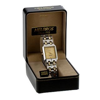 Helbros Mens Two Tone Bracelet Gold Diamond Dial Watch