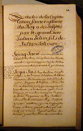   century copy of the 1569 capitulations between charles ix and selim ii