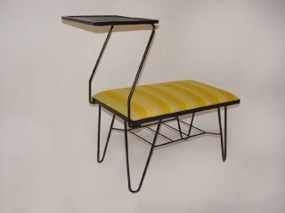 Vintage Wrought Iron Telephone Table Bench