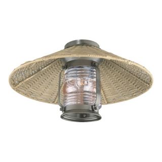 Rustic and Outdoor Ceiling Fan Light Kit in Old Iron with Light Rattan 
