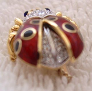 Tiffany Art Noveau Lady Bug Diamonds Enamel 18K Pin