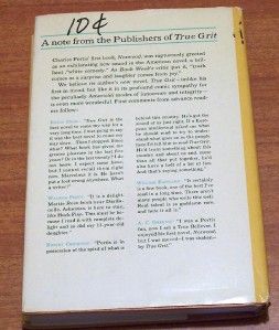True Grit by Charles Portis, HB DJ Book Club Edition 1968 Vintage