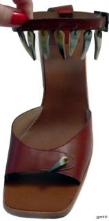 New Charles Jourdan Paris Ankle Strap Abalone Leather France Heels 