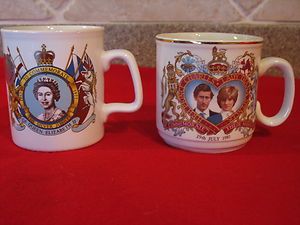  mugs Queen Elizabeth Silver Jubilee and Prince Charles and Lady Diana