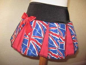Girls Black Blue Red White Union Jack Cheerleader Skirt