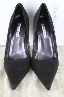 Charles David Leisure Black Satin Pointed Toe Pumps Heels Size 10 $230 