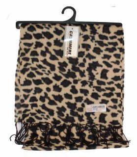Womens Leopard Print Cashmere Feel Scarf Tan 119