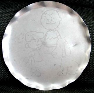 vintage Snoopy Aluminum Tray Plate Charlie Brown★