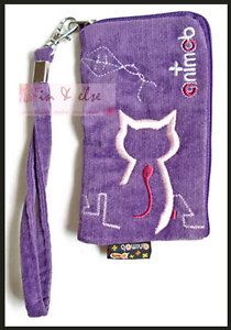 Purple Mobile Cell Phone iPhone Case Pouch ANIMOB Embroider