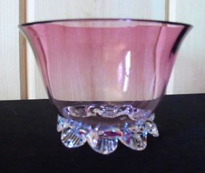 Antique Victorian Cranberry Glass Bowl Footed 2 7 8