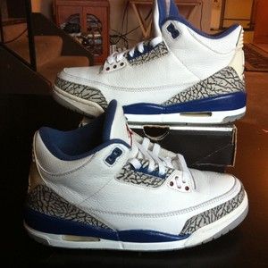   Air Jordan Retro True Blue 3 Size 8 100% Authen OG Box Cements 4 5 6 7