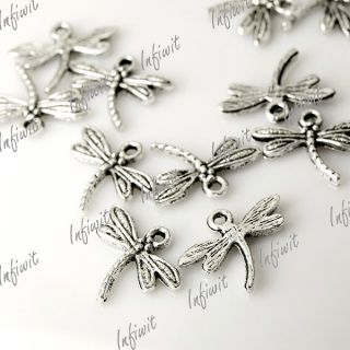   Silver Antique Cute Dragonfly Charms Pendants 15x18 TS0012