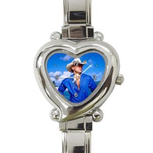 New Item Kenny Chesney Blue Heart Italian Charm Watch