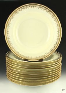 12 Gilt Mintons 1911 12 English Porcelain Large Soup Bowls