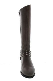 Charles David Martine Gray Leather Studded O Ring Knee High Boots 