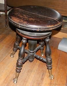   Piano Stool Glass Ball Claw Foot Charles Parker Meriden USA