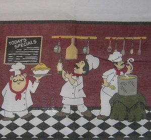Fat Chef Trio Todays Special 36L Tiers Valance Set Kitchen Curtains 