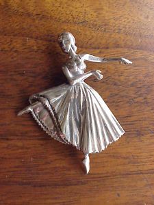 Vintage Lang Sterling Silver Ballerina Pin 1950s 1960s