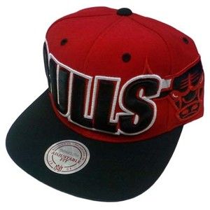 Chicago Bulls Large Wordmark Snapback Hat by Mitchell & Ness
