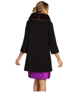 Auth New Kate Spade Cherie Three Quarter Sleeve 100 Wool Faux Fur Coat 