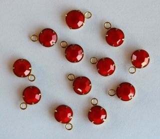 NEW OLD STOCK GORGEOUS VINTAGE CHERRY RED GLASS BEAD DANGLES