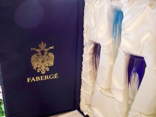 Faberge Colored Crystal Champagne Flutes in Original Presentation Box 