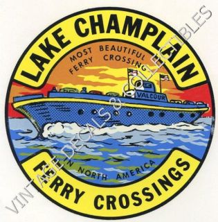 Vintage Lake Champlain Ferry Crossing Valcour New York State Travel 
