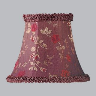 NEW 5 in. Wide Clip On Chandelier Shade, Burgundy Floral Fabric, White 