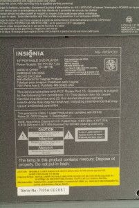   Insignia NS 10PDVDD Widescreen Portable DVD Player Charcoal
