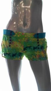 Aaron Chang Junior s Cotton Shorts Cover Up Green Yellow Pink Pattern 
