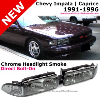 Chevy Impala Caprice 91 96 Chrome Smoke Housing Headlight Corner 