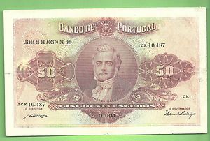 Nota 50$00 Chapa 1 31 08 1920 Portuguesa Circuladet