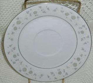 Antibes 8080 China White Flowers Gray Brown Saucer Cup Plate Sango 