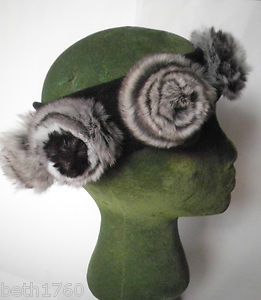 Empress Chinchilla Fur Headband Collar Hat One Size