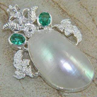 Fashion Gemstone Jewelry Nature Shell Gemstone Silver Pendant 2 3 8 