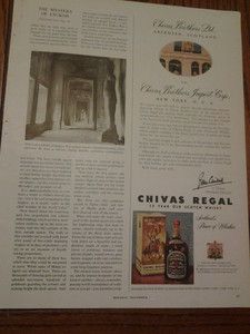 Vintage Chivas Regal Scotch Whisky 1952 Print Advertisement Ad 