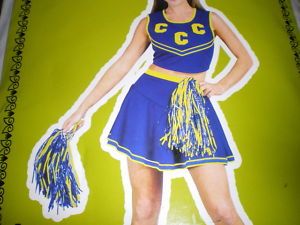 Cheerleader Pom Poms 2 Adhesive Letters Blue Yellow