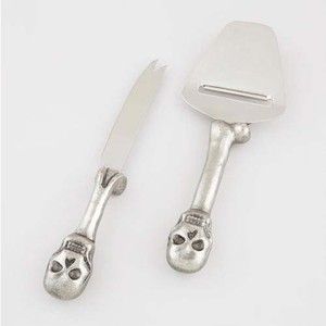   Stainless Steel & Aluminum Skull Cheese Tools Set of 2 Knife & Plane