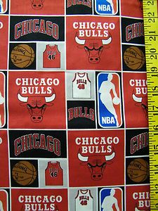 NBA Chicago Bulls 100 Cotton Fabric by The 1 2 Yard