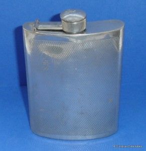 nice old pewter hip flask by c currey of chichester
